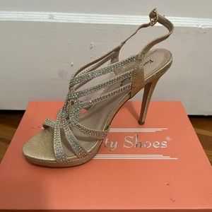 New Gold Bejeweled Prom Heels.